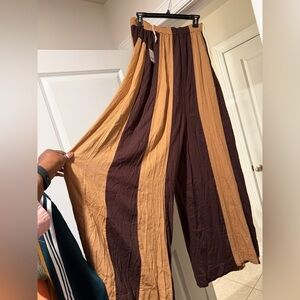Free People Chocolate and Caramel Striped Pants Oversized 🔥